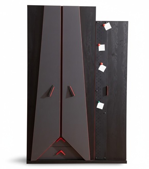 Moderner schwarz-roter Kinderzimmer Kleiderschrank Gamer Holzschrank