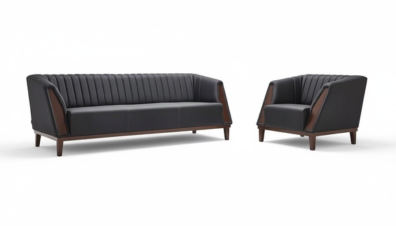 Moderner Set 3 Sitzer Sofas Leder Sessel 1-Sitzer Luxus Polster Büromöbel