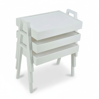 Moderner weißer Holztisch-Set in elegantem Design