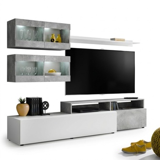 Moderner Wohnwand Grau Luxus Wandschrank Wohnzimmer TV Ständer Möbel