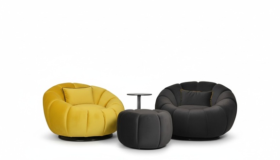 Moderner Wohnzimmer Set Hocker Sessel Relax Einsitzer Polstermöbel 2tlg