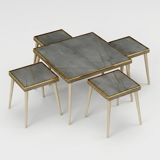 Moderner Wohnzimmer-Set in Grau aus Holz und Edelstahl