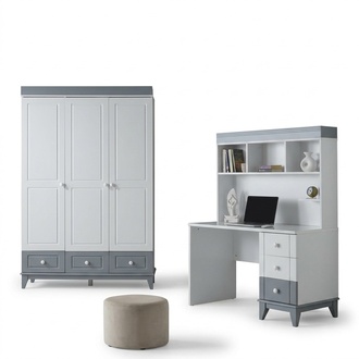 Modernes 2tlg Set mit Kleiderschrank und Schreibtisch Funktionales Design