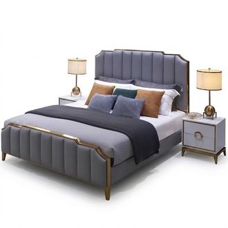 Modernes Design Bett 180x200 Leder Metall Betten Doppel Schlaf Zimmer Hotel Ehe