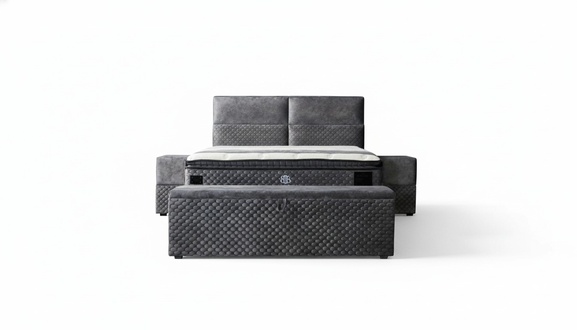 Modernes Designer Luxus Bett mit 2 Nachttischen und Sitzbank Möbel Zimmer 4-teilig