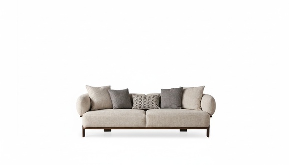 Modernes Graues Dreisitzer Sofa Gepolstertes Wohnzimmermöbel Luxus Couch