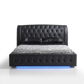 Modernes Hotel Design Bett XXL Betten Luxus Doppel Leder Chesterfield