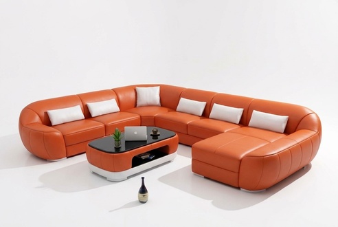 Modernes Ledersofa mit USB Ecksofa Wohnlandschaft Sitz Polster Couch Garnitur