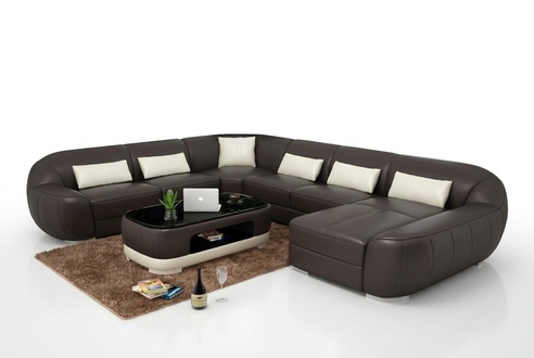 Modernes Ledersofa + USB,Ecksofa Wohnlandschaft Sitz Polster Couch Garnitur Neu