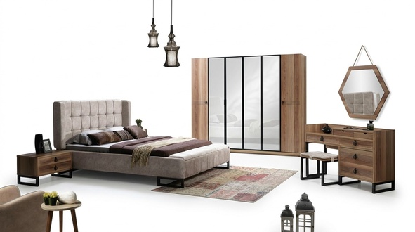Modernes Schlafzimmer Betten 2x Nachttisch Komplett Set Kleiderschrank 6tlg