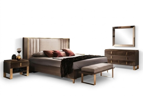 Modernes Schlafzimmer Set Bett Nachttisch Hocker 4tlg. Garnitur Gruppe Komplett