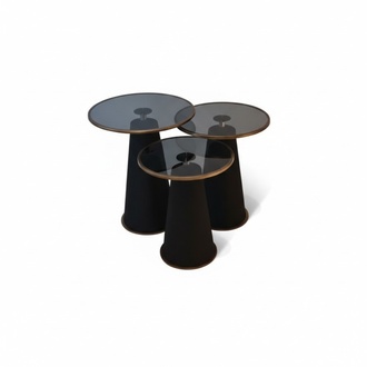Modernes Schwarzes Beistelltisch Set 3x Luxus Wohnzimmer Couchtische1