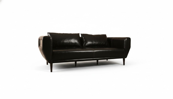 Modernes schwarzes Ledersofa für Arbeitszimmer