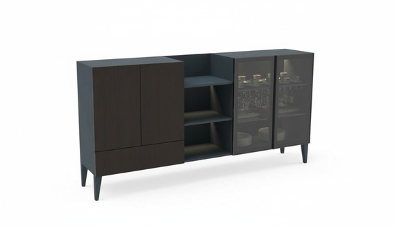 Modernes Sideboard Holzmöbel Anrichte Kommode braun Schwarz Neu