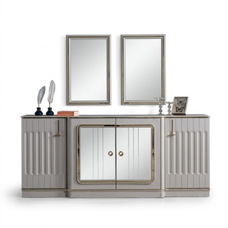 Modernes Sideboard mit 2x Spiegeln Designer Luxus Wohnzimmer Möbel