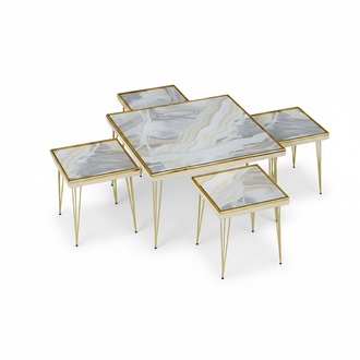 Modernes Wohnzimmer-Set in Mehrfarbig aus MDF und Edelstahl
