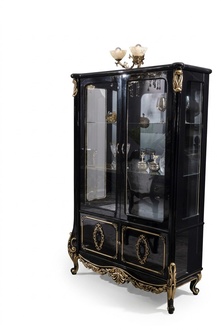 Möbel Glasschrank Luxus Vitrine Holz Vitrinen Schränke Regale Schwarz