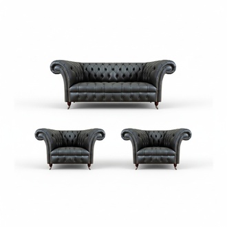 Möbel Ledersofas Komplett Sofagarnitur 3tlg Wohnzimmer Chesterfield