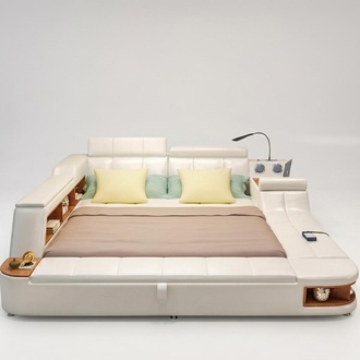 Multifunktion Bett Luxus Design Leder Betten Hotel Doppel Ablage Regal