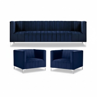 Navy Blau Sofagarnitur Dreisitzer Stoff Neu Kreative Design Sofa 2 Sessel Modern
