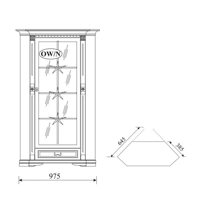 Klassische Vitrine Vitrinenschrank Vitrinen Glasschrank Schrank Kolonial OW-N