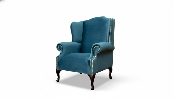 Ohrensessel Einsitzer Chesterfield Couch Blau Sofa Polster Möbel