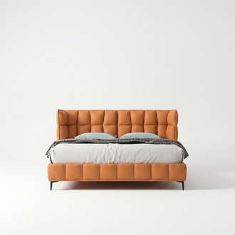 Oranges Doppelbett Schlafzimmer Möbel Textilbetten Holzgestell Stilvoll