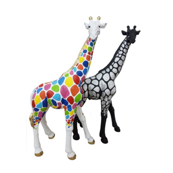 abstrakte Skulptur Giraffe Dekoration Figur Kunststoff Deko Statue 77cm