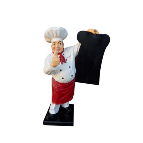 Werbe Tafel Koch Figur Statue Skulptur Werbefigur Menütafel Werbeaufsteller