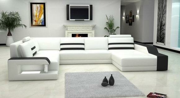 Ledersofa Sofa Couch Polster Ecksofa XXL Big Garnitur Wohnlandschaft Sofas PHX1