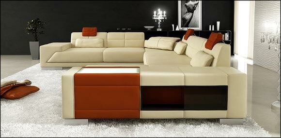 Ecksofa Sofa Couch Polster Leder Garnitur Wohnlandschaft Ecke Wohn