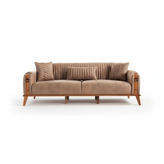 Perfekte 3-Sitzer Sofa Modern Holz Wohnzimmer Mobel Braun Luxus Couch