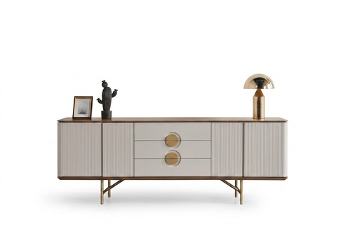 Perfekte Esszimmer Set Besteht aus Beige Anrichte und Spiegel 2tlg.