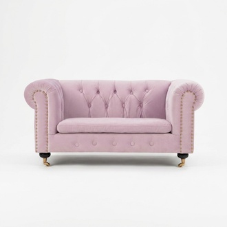 Pink Chesterfield Sofa Couch Polster Stoff Leder Couchen Polster Garnitur