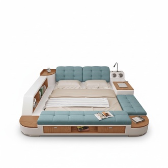 Polster Betten Moderne Hotel Multifunktion Neu Doppel Luxus Design Leder Bett