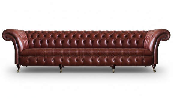 Polster Möbel Sofa Viersitzer Couch Braun Wohnzimmer Chesterfield Einrichtung