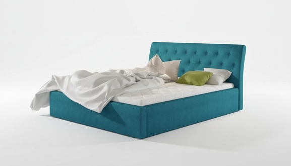 Polsterbett Betten Bett Polster Designer Hotel Doppel Luxus Design Grün 180x200