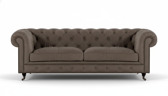 Polstermöbel Chesterfield Zweisitzer Sofa Couch Textil Grau Wohnzimmer