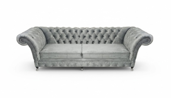 Polstermöbel Grau Sofa Zweisitzer Couch Designer Wohnzimmer Möbel Chesterfield