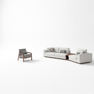 Polstermöbel Sofa Couch Dreisitzer Wohnzimmer Design Sessel Holz Textil