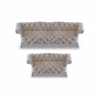 Polstermöbel Weiß Ledersofa 2x Sofas Neu Chesterfield Modern Design Einrichtung