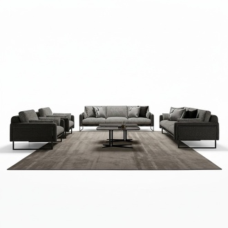 Luxus Grau Sofa Komplett 2x Dreisitzer Sofa 2x Sessel Wohnzimmer 2x Couchtisch