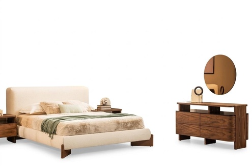 Schlafzimmer Garnitur Doppelbett Nachttische 5tlg Braun Schminktisch