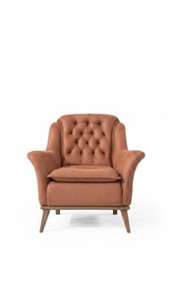 Sessel Modern Holz Design Wohnzimmer Möbel Orange farbe Luxus Stil