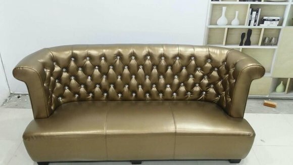 Chesterfield Sofa Couch Polster 3 Sitzer 100% Echtes Leder Sofort lieferbar Neu GOLD