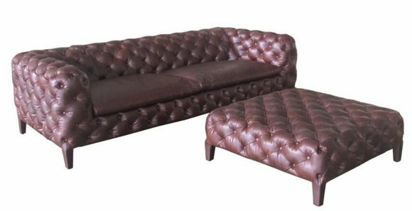 Chesterfield Designer Polster Sofa Couch 3 Sitzer Leder Stil Luxus Polster