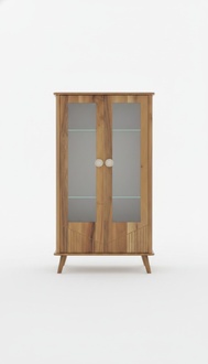 Robuste Holzvitrine Designer 2-Türige Glasvitrine Glasschrank Edle Möbel