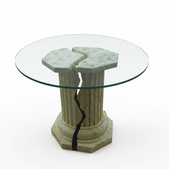 Römisches Design Couchtisch Rund Beistelltisch Säulen Wohnzimmer Möbel