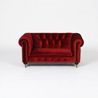 Rote Barock Sofa Couch - Chesterfield Stoff 2 Sitzer Leder Textil jvmoebel