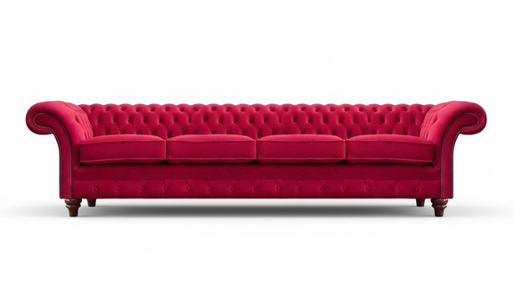 Roter Chesterfield Viersitzer Designer Polstermöbel Wohnzimmer Couchen